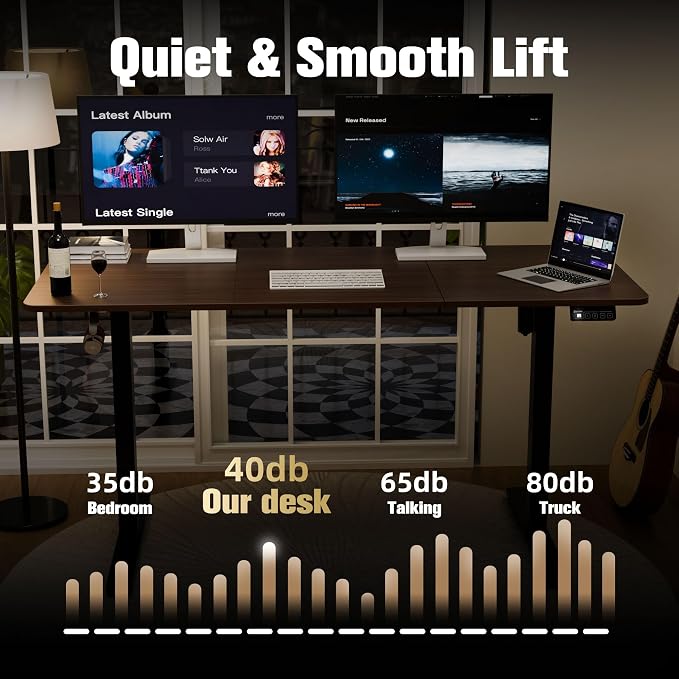 55"x24" Standing Desk, Height Adjustable Sit-Stand Home Office, Walnut | Electric Adjustable Standing Desk, Sit to Stand Computer Office Desk with Splice Board, Memory Preset, Lifts 28.7''-46.5"