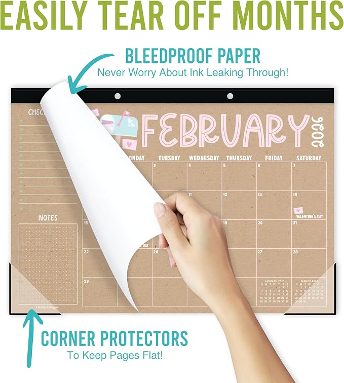 Hadley Designs Large Teacher Desk Calendar 2026-2027 - Desktop Calendar 2026, 18-Month Desk Calendars for Home, Office & Classroom, Cute Classroom Must Haves, Back to School Teacher Gifts