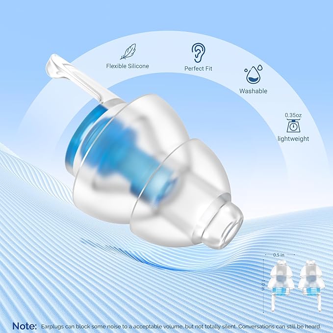 Kids Ear Plugs (6-12 yrs) - Ear Protection for Child Adult with Small Ear Canals, Reusable Noise Relief Earplugs for Fly, Sports, Firework, Noise Sensitivity, Festival, Tinnitus Relief, 25dB, 2 Pair