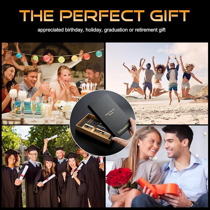 24K Gold Luxury Rollerball Pens for Men Women, Smooth Writing Premium Office Pens for Business, Panda Design Executive Gift for Boss Birthday Anniversary (Black)