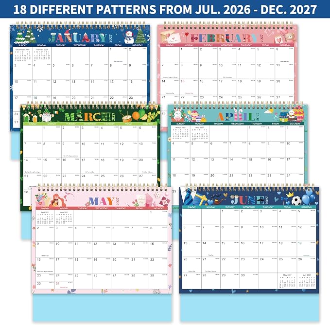 Desk Calendar 2026-2027 - Desk Calendar from July 2026 - December 2027, 10" x 8.3" Calendar Desk, 18 Months Standing Flip 2026-2027 Desktop Calendars - Theme Design