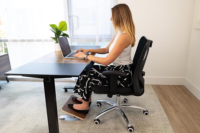 Under Desk Footrest for Active Sitting – Motion Rocking Foot Rest to Bounce & Fidget While You Work – Ergonomic Wooden Desk Foot Rest for Circulation & Focus – Hopper