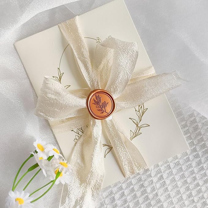 50 Pcs Orange Wax Seal Stickers Self- Adhesive Wedding Invitation Seal Stickers, Perfect for Wedding Invitation, Envelopes, Christmas Cards, Seating Chart, Good Adhesion and Easy to Use