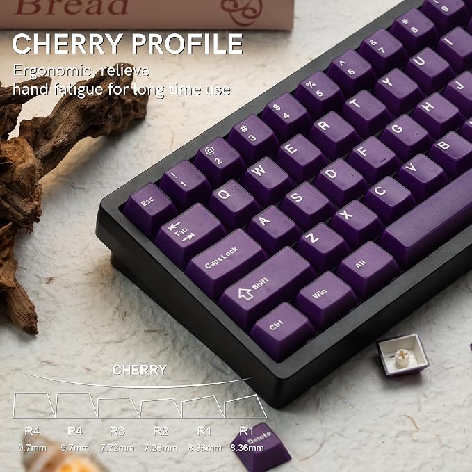 dagaladoo Purple Jade keycaps,Double Shot PBT keycaps Jelly Set,Ceramic Custom Keycap Translucent,Cherry Profile Key caps for 60%/65%/75%/TKL/96%/100% US Layout Mechanical Keyboard,121keys