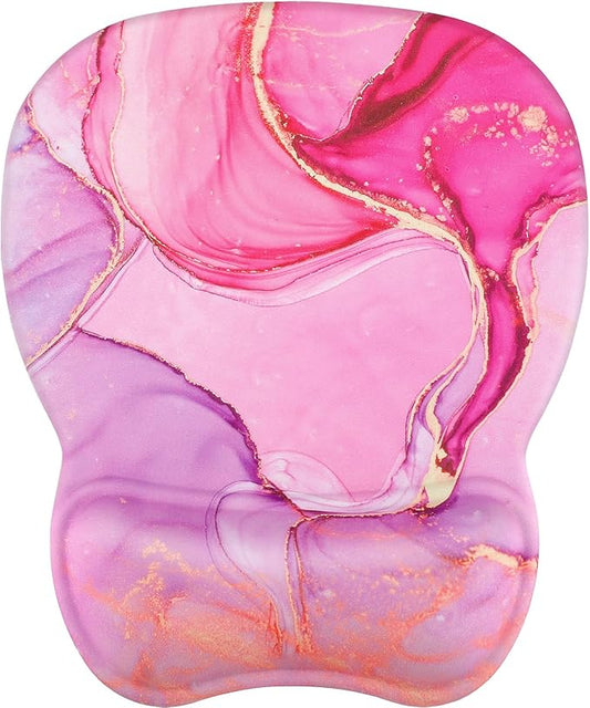 MROCO Ergonomic Mouse Pad with Gel Wrist Rest, Smooth Wrist Support Surface, Non-Slip PU Base for Pain Relief, Comfortable Mousepad for Computer, Laptop, Office & Home, 9.4 x 8.1 in, Pink Marble