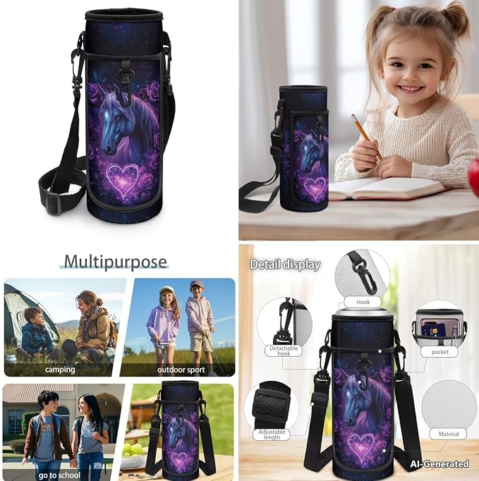 Doojoayie Horse Backpack for Girls with Lunch Box 3D Animals Print Bookbag for Teen Girls Primary School Backpack for Kids Back to School Bags as Gifts for 1st Grade Student