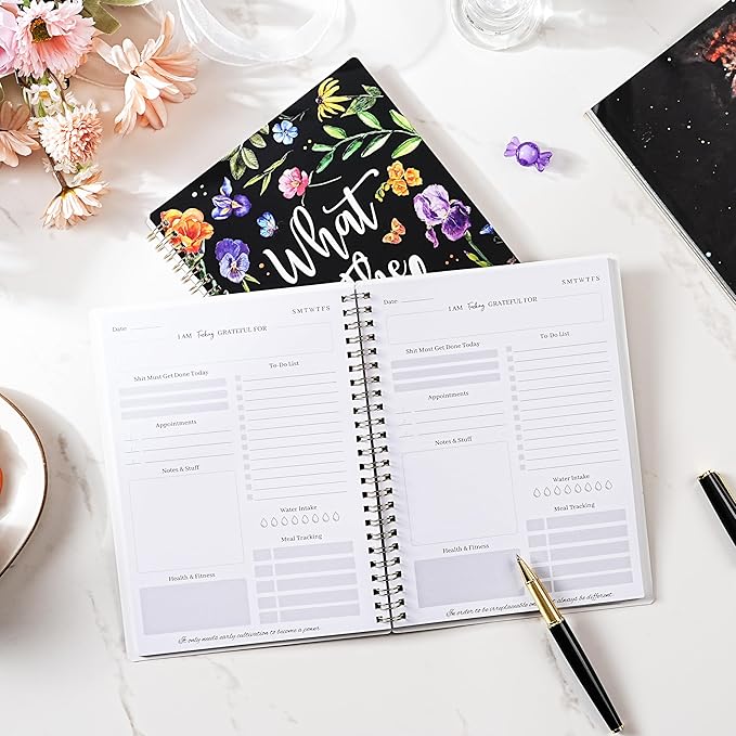 Daily Planner Undated - 6.8" x 8.5", To Do List Notebook & Planner with Hourly Schedule, Spiral To do List Notepad to Organize Your Tasks And Appointments, 120 Pages, Inner Pocket