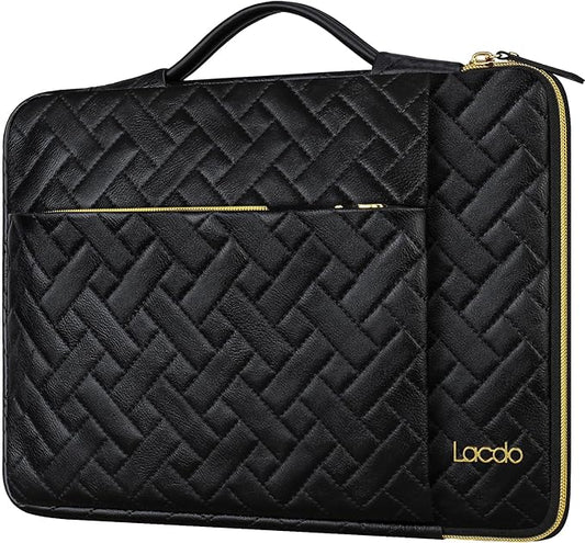 Lacdo 360° Protective Laptop Sleeve Case for 16 inch MacBook Pro M5 Pro/Max A3428 A3429 (2026), M4/M3/M2/M1 A3403 A3186 A2991 A2780 A2485 A2141, 15 inch Surface Laptop 7 Computer Bag, Elegant Black