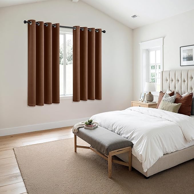 MIULEE Blackout Curtains for Bedroom Living Room 2 Panels, Thermal Insulated Room Darkening Drapes Grommet Noise Reducing Light Blocking Window Treatments 63 Inches Long 50x63 Inch Mocha Brown