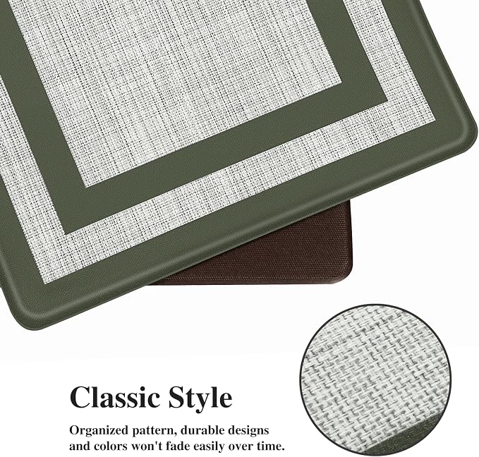 Mattitude Kitchen Mats Set of 2 Cushioned Anti-Fatigue Non-Skid Rug Sets Ergonomic Comfort Standing Mat for Kitchen, Floor, Office, Sink, Laundry,Green