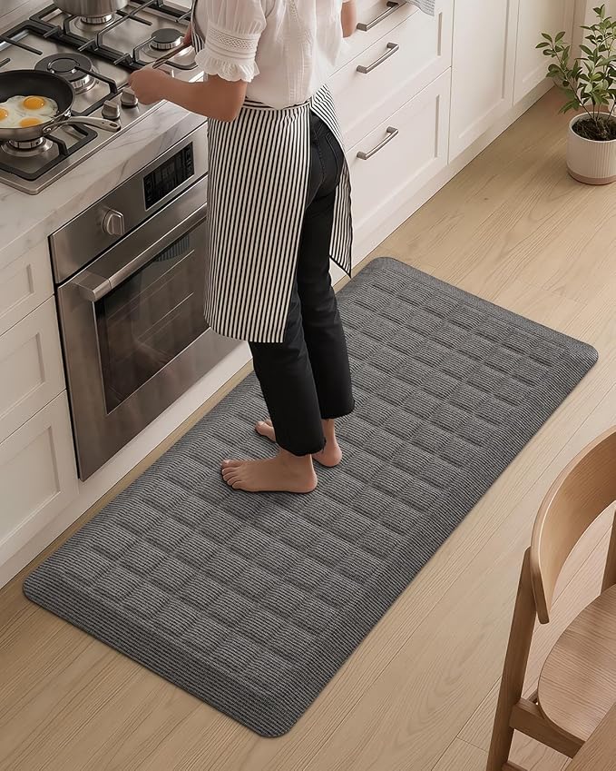 Color&Geometry Kitchen Floor Mat 20x39 Extra Thick Anti Fatigue, Grey | 0.9in High Dense Foam Mat For Standing Comfort,Easy Clean,Stain Resistant,Beveled Safe Edges,Stress/Pian Relief,Foot Rest