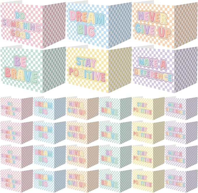Honoson 24 Pcs Bulk Inspirational Privacy Folders for Students Cardboard Test Privacy Boards Motivational Words Desk Dividers Shield for Classroom School Study Supplies (Checkerboard)