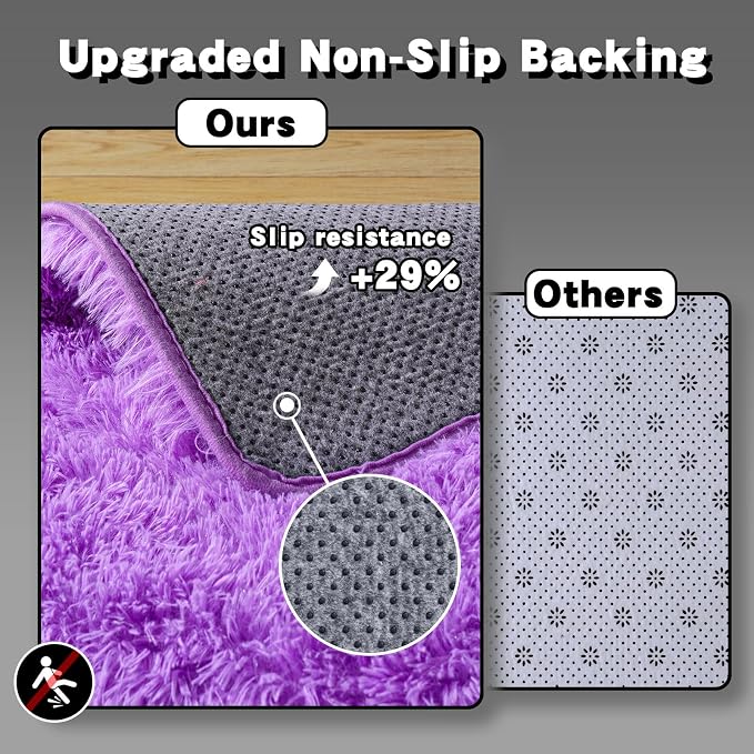 5x7 Area Rugs for Living Room, Purple Fluffy Shaggy Rug Soft Carpets, Rugs for Bedroom Nursery Kids Room Dorm Home Decor Aesthetic