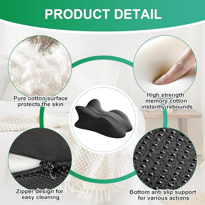 27° degree Memory Foam Ergonomic Prone Firm Couples Pillow For Intimacy | back sleeping after surgery Orthopedic Pillow