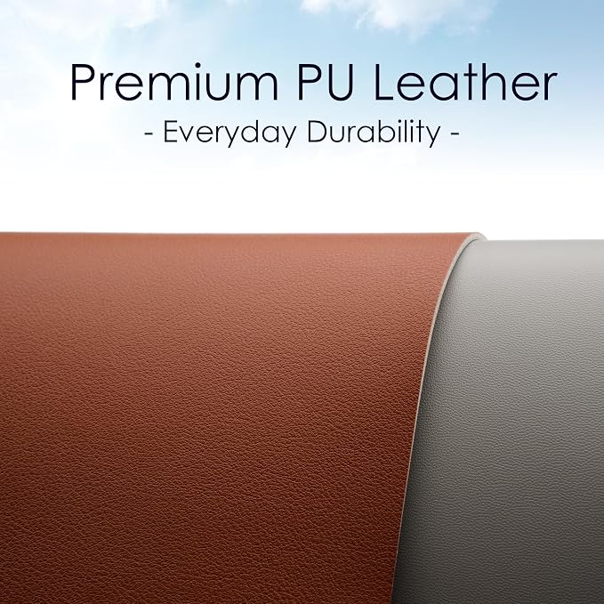 Leather Desk Pad Protector, Waterproof Mouse Pad, PU Desk Mat, Office Desk Cover, Desk Writing Mat for Office/Home/Work/Cubicle (Brown/Gray) 9x8 in