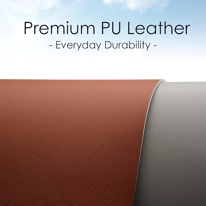 WAYBER Leather Desk Pad Protector, Waterproof Mouse Pad, PU Desk Mat, Office Desk Cover, Desk Writing Mat for Office/Home/Work/Cubicle (Brown/Gray) 31.5x15.7in