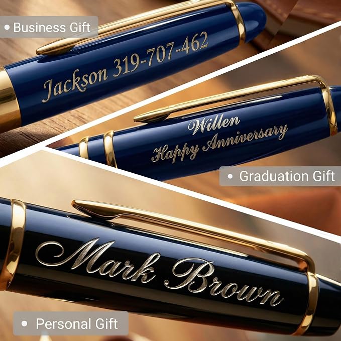 Yastar Personalized Gift Pen with a Custom Keychain - Executive Writing Pen with 2 Black Ink Refills Engraved with Your Message Name on the Pens Gift Set for Man/Women/Writers/Collection/Journalist