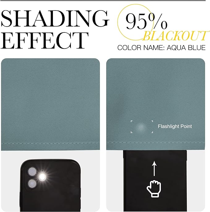 NICETOWN Blackout Curtain 57 inch Length, W55 x L57 Inch, Greyish Blue, 8 Grommets Top, 1 Piece, Thermal Insulated Modern Window Treatment Soundproof Drape Panel for Bedroom/Living Room