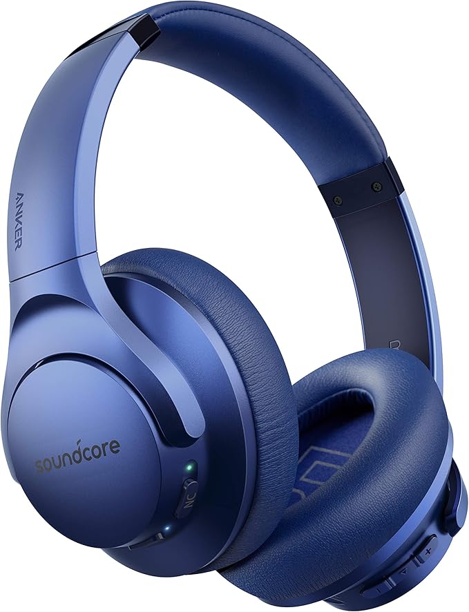 Soundcore Anker Life Q20 Hybrid Active Noise Cancelling Headphones, Wireless Over Ear Bluetooth Headphones, 60H Playtime, Hi-Res Audio, Deep Bass, Foam Ear Cups, Travel, Office, USB-C Charging