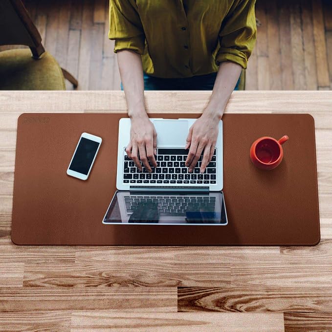 CENNBIE Leather Desk Mat 39.3"x19.6", Extra Large Desk pad,Large Office Writing Desk Computer Leather Mat Mousepad,Waterproof (Brown)