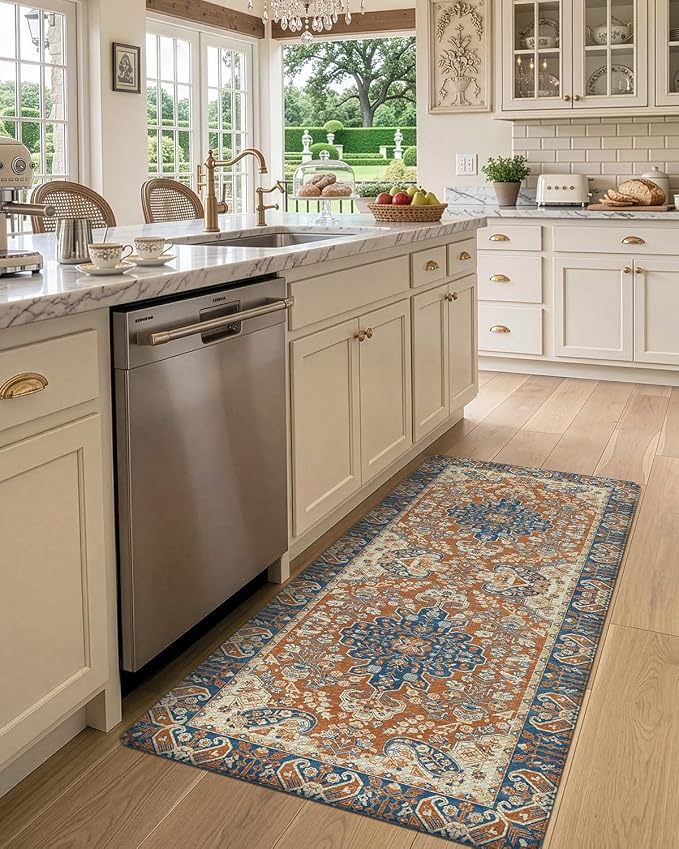 DEXI Kitchen Mats for Floor Cushioned, 23x59 Runner Rug Non Slip, Waterproof Soft Comfort Standing Padded Anti Fatigue Decorative, Beige Brown