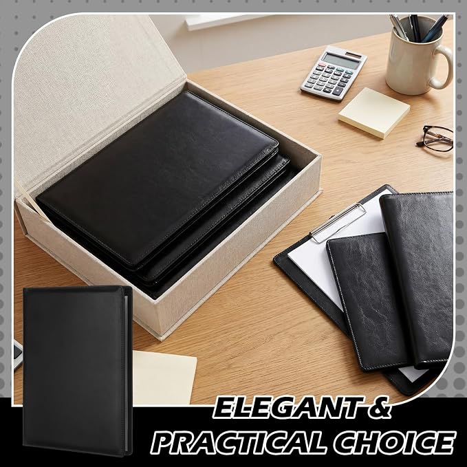 Fuyoooo 20 Pcs Bulk Professional Padfolio with Clipboard Leather Portfolio Folder Binder Legal Pad Holder for A4 Letter Size Notepad Resume Ideal Organizer for Business Office Conference (Black)