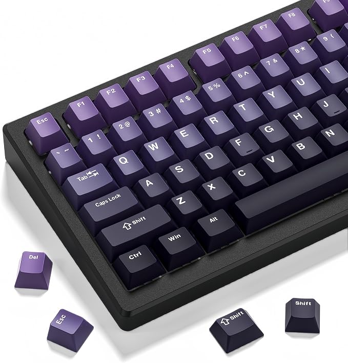 dagaladoo Keyboard keycaps Set, Double Shot PBT keycaps,Cherry Profile Custom Key caps 60 65 75 100 Percent for Cherry-mx Full Size Retro Mechanical Keyboard,Gradient Purple
