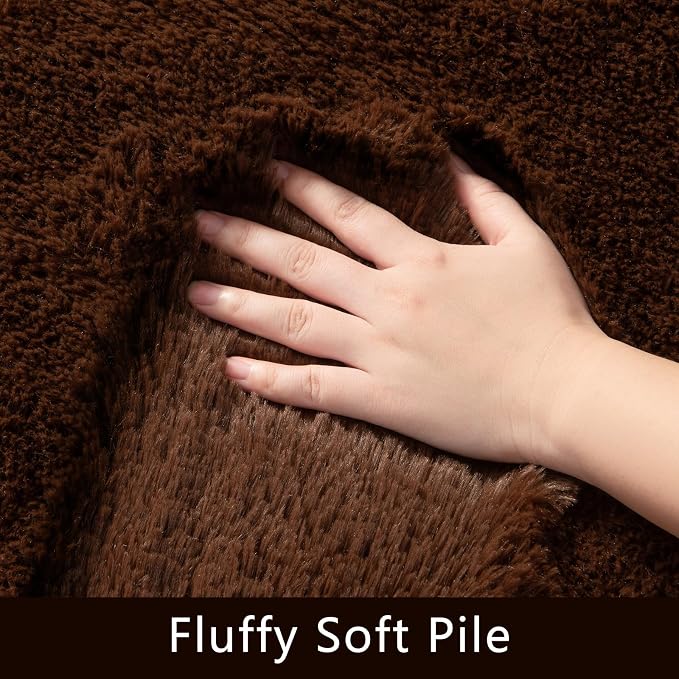 HOMORE Large Area Rugs 9x12 Living Room, Brown Area Rug Big Rugs for Bedroom, Soft Fluffy Plush Furry Rug for Kids Playroom Classroom, Modern Shaggy Rugs and Carpets for Farmhouse Living Room Decor