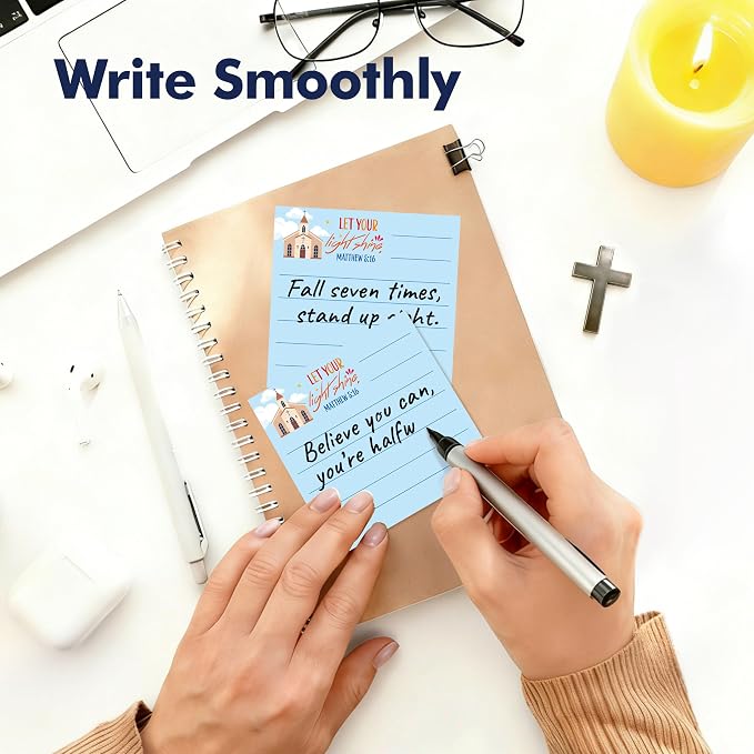 18 Pack Bible Sticky Notes with Lines, Inspirational Religious Christian Notepads, Bible Verse Quote Notepads for Message, Reminder, Gifts, Diary Lists, Office, School, Scripture Memo Pads (3” x 3”)