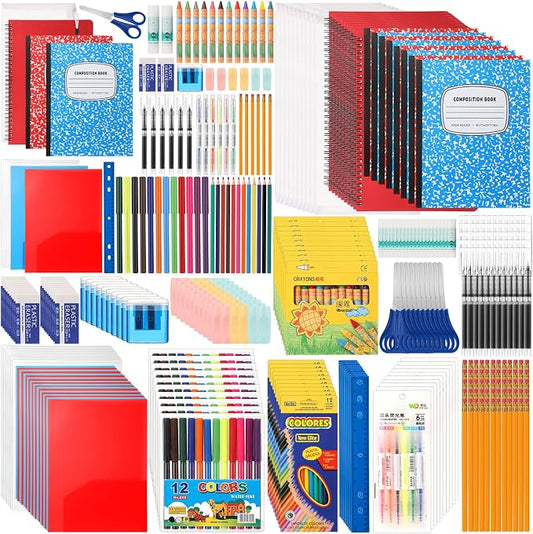 Gilprop 10 Set 2026 School Supplies Kit, 47 Pcs Per Set Back to School Supplies Primary Middle College Bundle Essential Stuff Bulk Pen Notebook Stationery for Kid Student Girl Teen Classroom Boy