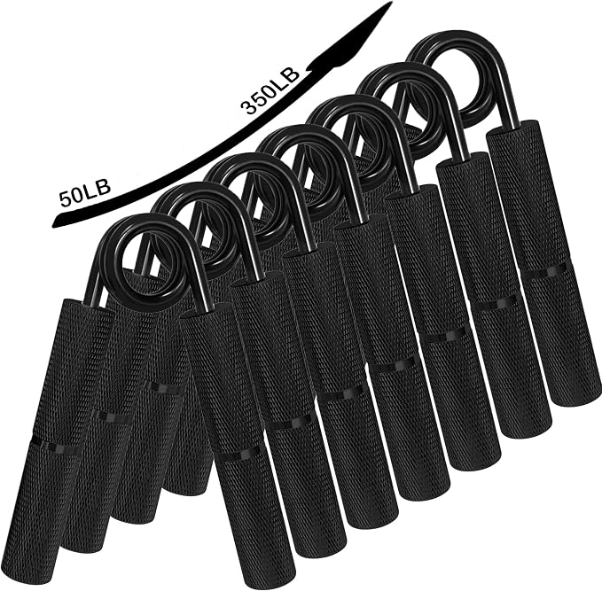 Silver Metal Hand Grip Set, 50LB-400LB No Slip Heavy-Duty Grip Strengthener Great Wrist & Forearm Hand Exerciser, Home Gym, Hand Gripper Grip Strength Trainer