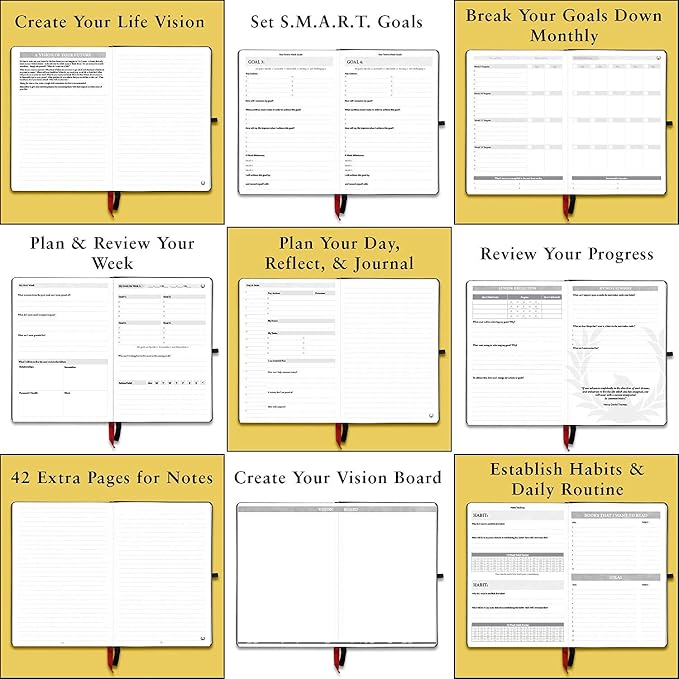 The Phoenix Journal - Quarterly Goal Planner, Daily Planner Journal & Organizer for Goal Setting, Productivity & Focus - Undated 12 Week Planner, Weekly & Monthly Planning, Habit Tracking - Hardcover - Black