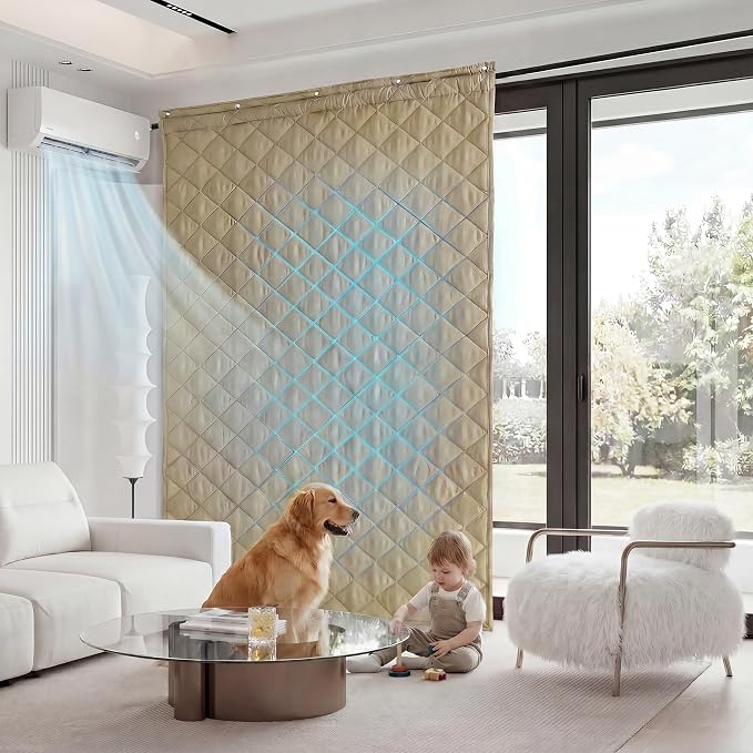 RYB HOME Summer Heat Blocking Thick Quilted Insulated Curtains, Thermal Insulated Curtains Room Divider for Energy Saving Window Treatment for Bedroom Living Room, W36 x L86, Mocha, 1 Panel