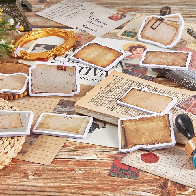 270 Sheets Vintage Sticky Note Pads Antique Looking Scrapbook Self Stick Notes Kraft Sticky Memos Classic Old Writing Memo Pads for Scrapbook, Planner, Journal, Retro Crafts Decoration