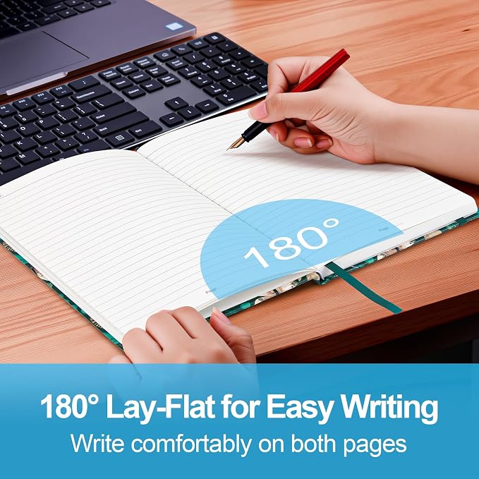 Lined Journal Notebook A5, College Ruled Hardcover Journal for Women, 160 Pages with 100gsm Thick Paper for Writing, Work, Notes & Journaling, Gift for Women, Green Butterfly