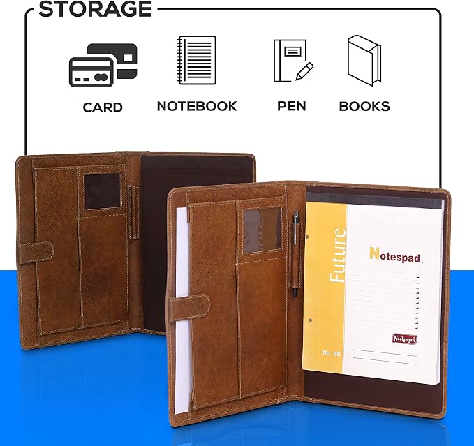 Leather Business Portfolio Business Personal Organiser Folder Full Grain Leather padfolio by KomalC