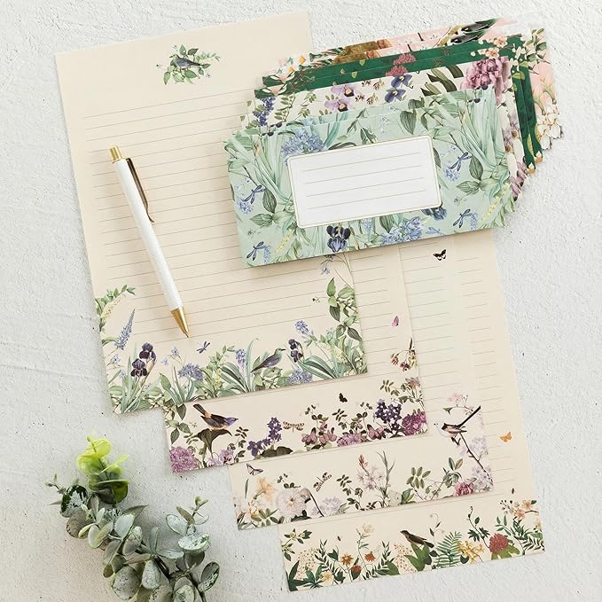 Beautiful Stationery Set with Envelopes - Premium-Quality, No-Bleed Lined Letter Writing Paper with Elegant Floral Designs - Cute Stationary Supplies Kit for Women & Personalized Gift for Loved Ones