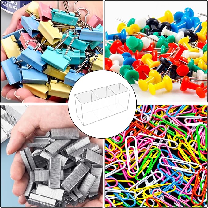 Acrylic Pen Holder,3 Compartments Pencil Cup Stationery Organizer,DIY Pen Holder for Desk,Makeup Brush Holder for Home, Office, Classroom, Bathroom