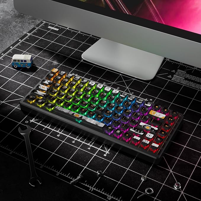 GTSP Punk Pudding Keycaps PBT, 116-Keys Transparent Keycaps 60 Percent ASA Profile Doubleshot Custom Replacement Caps US Layout for Full Size 75% 65% 60% Mechanical Keyboard (Fairy Tale)