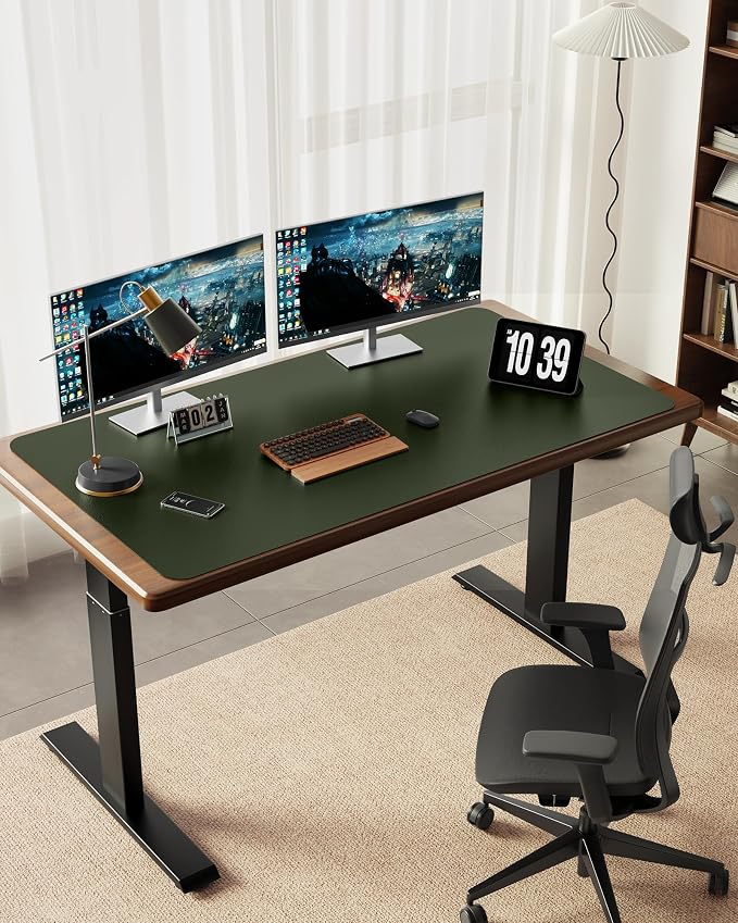 YSAGi 47.2" x 17" Large PU Leather Desk Mat for Keyboard and Mouse - Waterproof Non-Slip Desk Pad Protector for Office, Home, Writing Desk, Olive Green