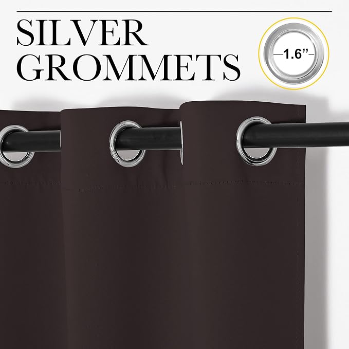 NICETOWN Blackout Curtain Blind for Bedroom, Single Panel, W42 x L45 inches, Toffee Brown, Thermal Insulated Grommet Blackout Room Darkening Drape/Drapery