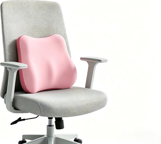 Lumbar Support Pillow, Ergonomic Memory Foam Back Cushion for Car Office Chair Gaming Chair, Washable Cool-Touch Cover for Lower Back Support (Pink)