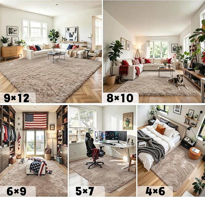 3x5 Rug, Bedside Preppy Dorm Area Rug, College Essentials Small Carpets for Bedroom, Anti Slip Living Room Rugs Home Decor(Beige, 3 x 5)