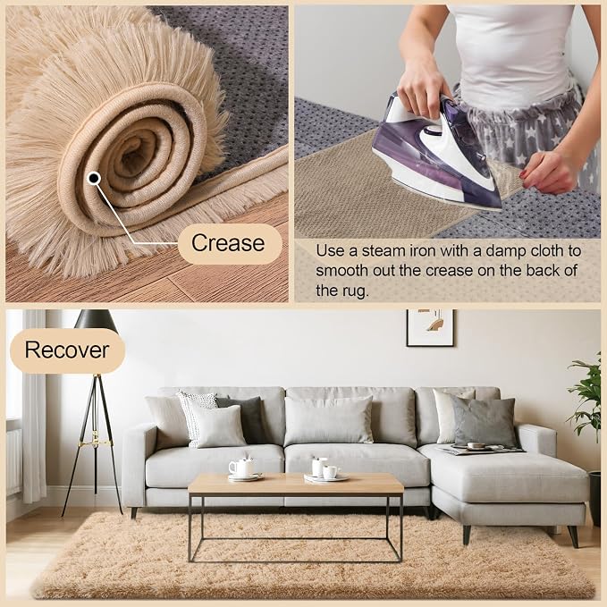Mugorn Small Soft Shag Rugs for Bedroom, 3x5 Fluffy Area Rugs for Living Room