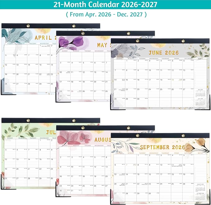 Desk Calendar 2026-2027 – Run Now to Dec 2027, 21 Monthly Desk Calendar, 2026-2027 Large Desk Calendar, 17'' x 12'', Best Desk/Wall Calendar with Ruled Blocks, Notes, Desk Pad, 2 Corner Protectors
