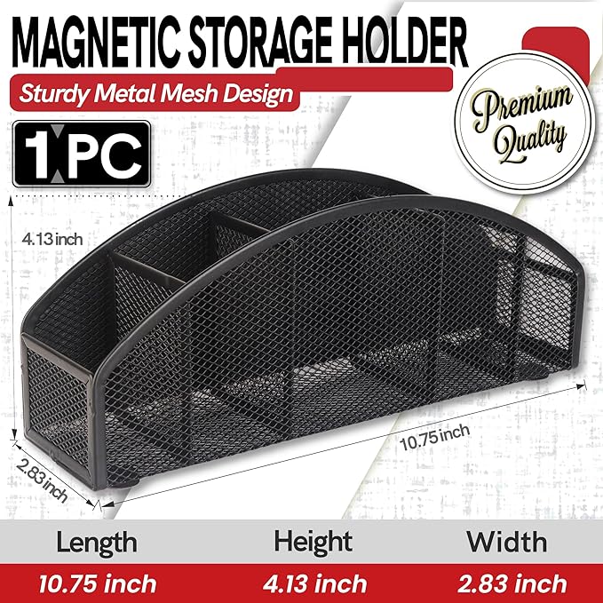 Heavy Duty Magnetic Storage Holder,5 Slots Magnetic Marker Storage Rack,10inch Large Magnetic Pen Holder for Whiteboard,Locker,Workshop(1 Pack)