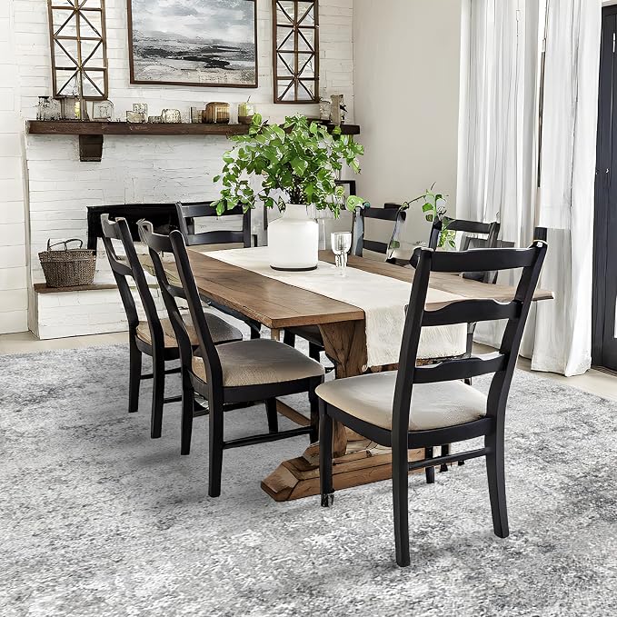 RUUGME Washable Abstract 8X10 Rug: Living Room Area Rugs Non-Slip Backing Neutral Stain Resistant Carpet for Bedroom Farmhouse Large Soft Indoor Mats for Dining Room Office Entry 8X10 Grey