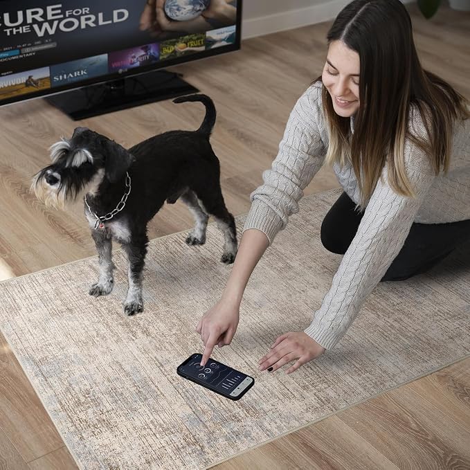 4x10 Hallway Washable Runner Rug - Non-Slip Kitchen Rugs with Rubber Backing Abstract Low-Pile Carpet Runners for Laundry Room Home Decor Bedroom Bathroom Entryway (Ivory Beige Distressed,4x10)