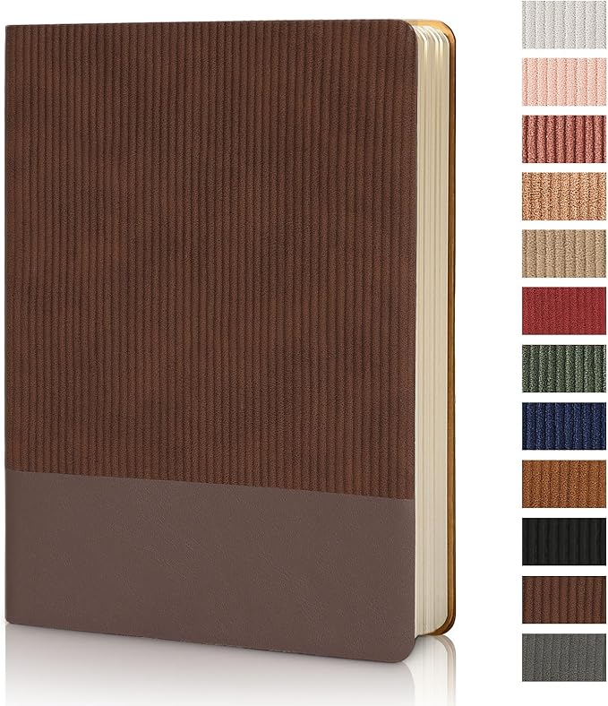 Lined Journal Notebook for Work College Ruled Note Book 5.79"x8.27" A5 PU Leather Daily Journaling 216 Pages for Women Men Writing Home School Supplies Business (Coffee)