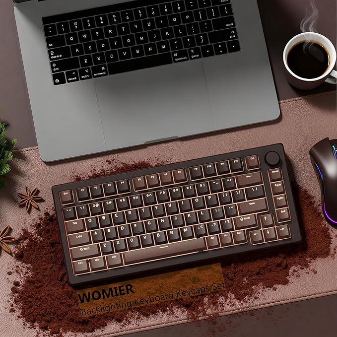 Womier Keycaps for Mechanical Keyboard, PBT Keycaps Cherry Profile, Shine Through Key Cap 60 65 75 100 Percent for 61/64/68/84/87/100/104/108 Retro Gaming Mechanical Keyboard
